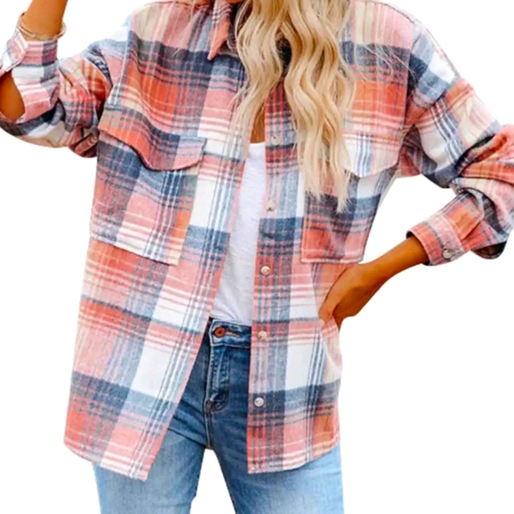 NWT ACOA COLLECTION BALBOA PLAID WOOL BLEND SHACKET - MAUVE💖MULTI, Sz.S, BNWTIB